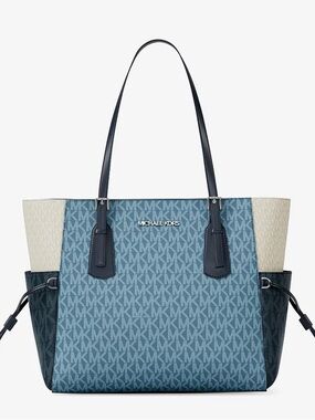 Michael Kors Voyager Large Color-Block Signature Logo Tote Bag